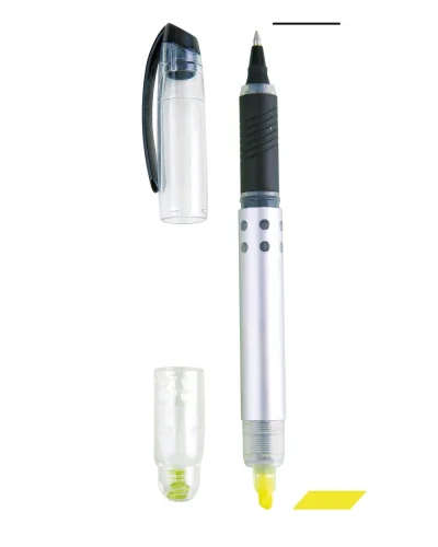 Evidenziatore e Roller Argento 2 in 1 Nero/Giallo - Polipropilene