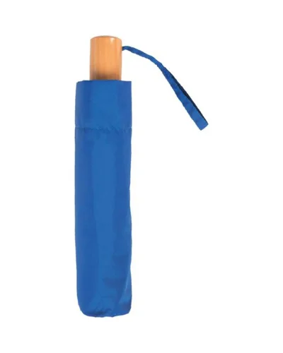 Ombrello mini windproof RPET 21" Save the Planet, manico legno Blu