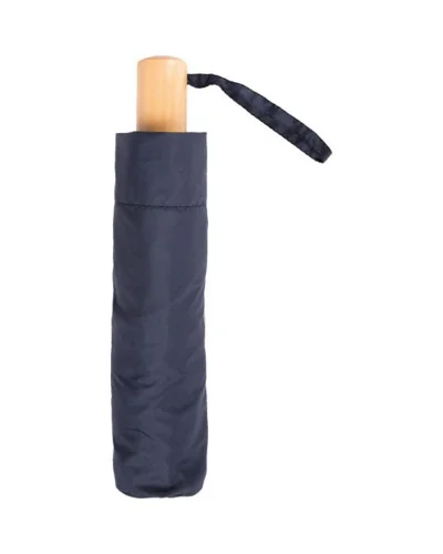 Ombrello mini windproof RPET 21" Save the Planet, manico legno Blu Navy