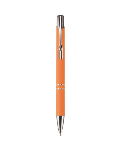 Penna a sfera alluminio silver, puntale e clip metallo Arancione