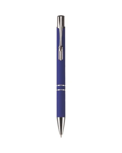 Penna a sfera alluminio silver, puntale e clip metallo Blu
