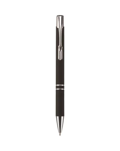 Penna a sfera alluminio silver, puntale e clip metallo Nero