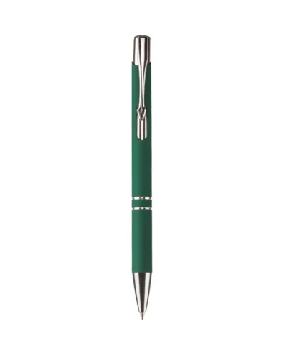 Penna a sfera alluminio silver, puntale e clip metallo Verde