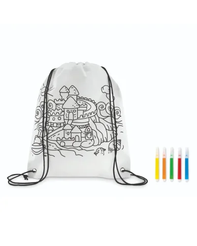 CARRYDRAW Sacca da colorare in TNT 80gr con 5 pennarelli inclusi
