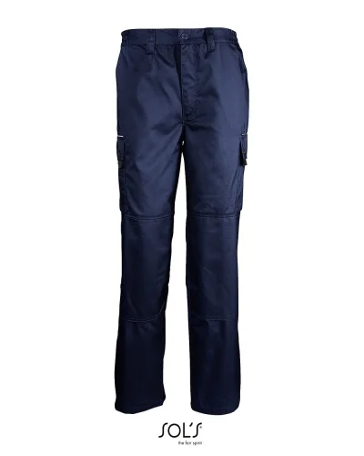 SOL'S Active Pro: pantaloni da lavoro 9 tasche, bande riflettenti Blu Navy Pro