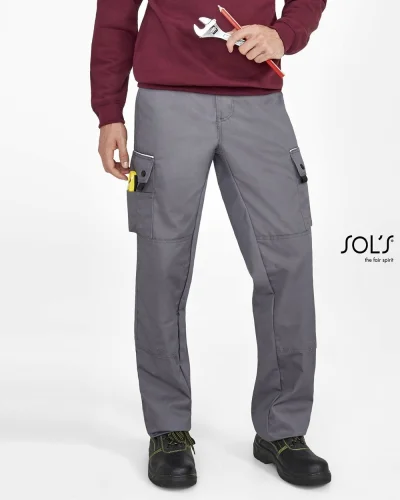 SOL'S Active Pro: pantaloni da lavoro 9 tasche, bande riflettenti