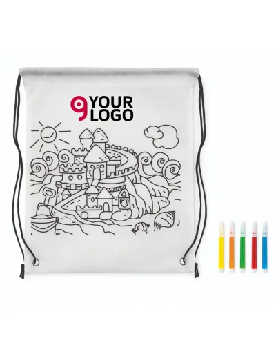 CARRYDRAW Sacca da colorare in TNT 80gr con 5 pennarelli inclusi