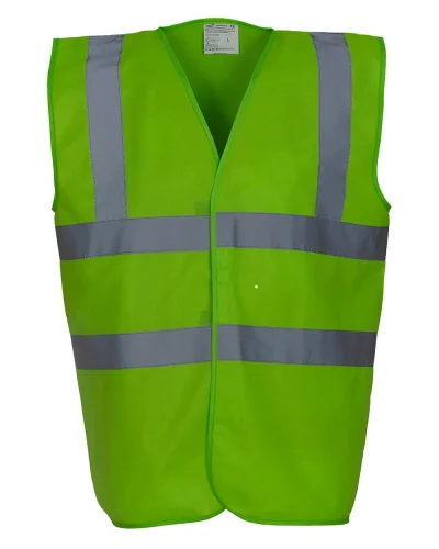 Gilet alta visibilità fluo con 2 bande riflettenti, poliestere Lime