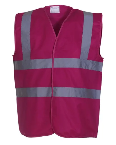 Gilet alta visibilità fluo con 2 bande riflettenti, poliestere Raspberry