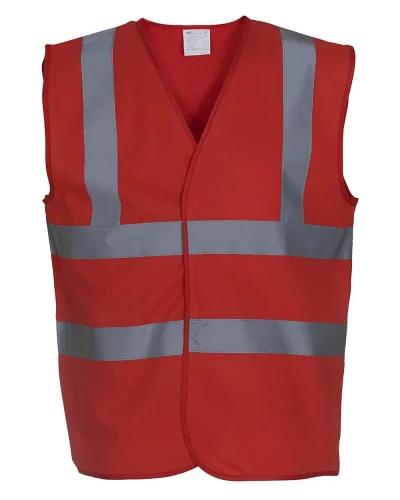 Gilet alta visibilità fluo con 2 bande riflettenti, poliestere Red