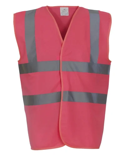 Gilet alta visibilità fluo con 2 bande riflettenti, poliestere Pink
