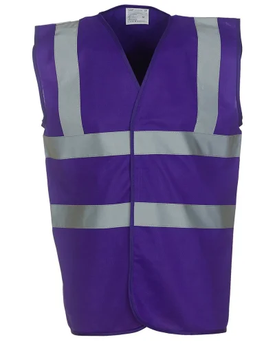 Gilet alta visibilità fluo con 2 bande riflettenti, poliestere Purple