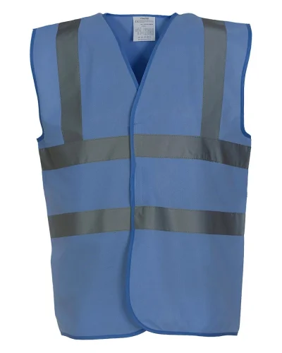Gilet alta visibilità fluo con 2 bande riflettenti, poliestere Sky Blue