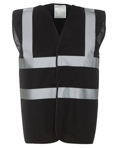 Gilet alta visibilità fluo con 2 bande riflettenti, poliestere Black