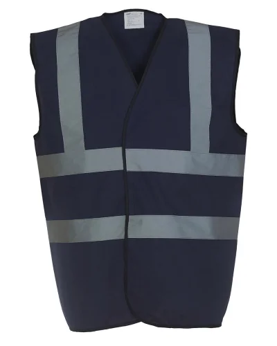 Gilet alta visibilità fluo con 2 bande riflettenti, poliestere Navy