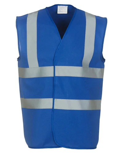 Gilet alta visibilità fluo con 2 bande riflettenti, poliestere Royal Blue