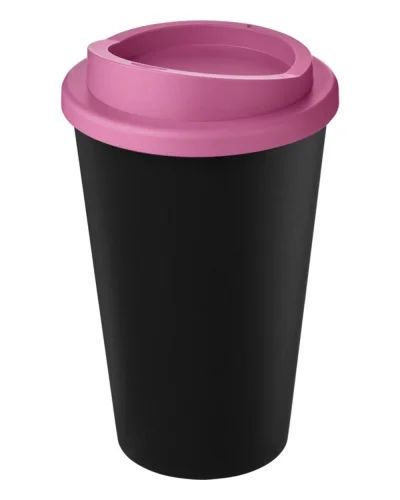 Americano Eco bicchiere 350 ml nero in PP riciclato con coperchio Nero / Rosa