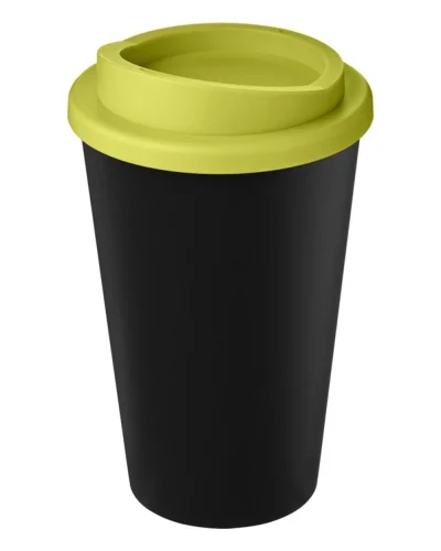 Americano Eco bicchiere 350 ml nero in PP riciclato con coperchio Nero / Lime