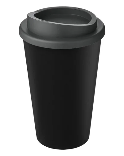 Americano Eco bicchiere 350 ml nero in PP riciclato con coperchio Nero / Grigio