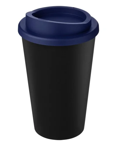 Americano Eco bicchiere 350 ml nero in PP riciclato con coperchio Nero / Blue