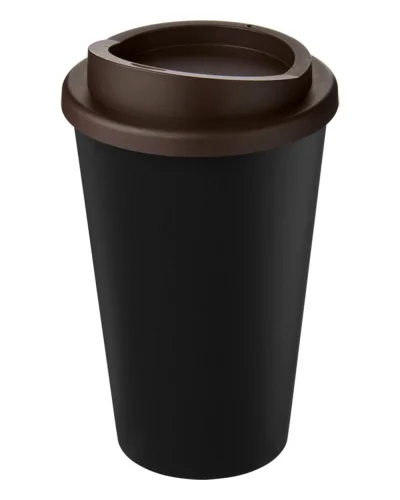 Americano Eco bicchiere 350 ml nero in PP riciclato con coperchio Nero / Marrone