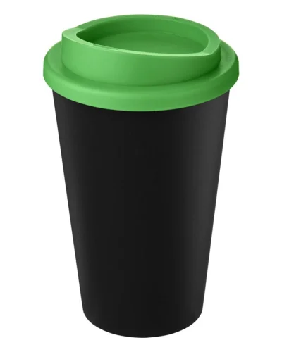 Americano Eco bicchiere 350 ml nero in PP riciclato con coperchio Nero / Verde