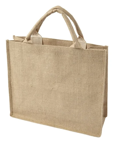 EcoBag  Shopping in Juta Manici Corti Laminata Marrone