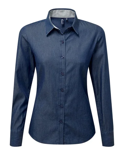 Camicia da donna denim cotone 100% classic fit Pindot Indigo