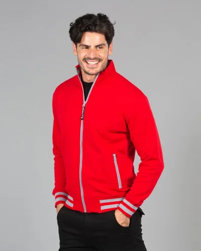 Felpa Arizona Man blu con zip YKK, collo lupetto, cotone 80%