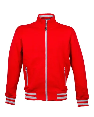 Felpa Arizona Man blu con zip YKK, collo lupetto, cotone 80% Red