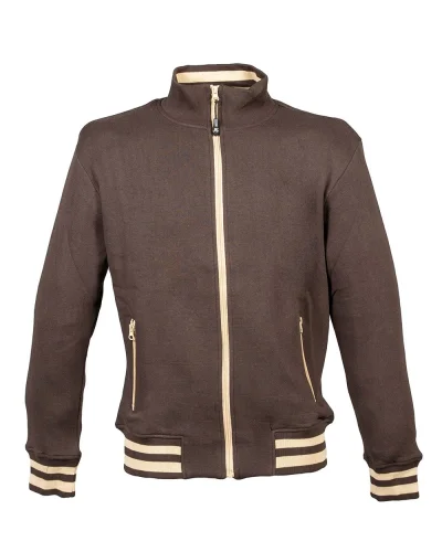 Felpa Arizona Man blu con zip YKK, collo lupetto, cotone 80% Brown