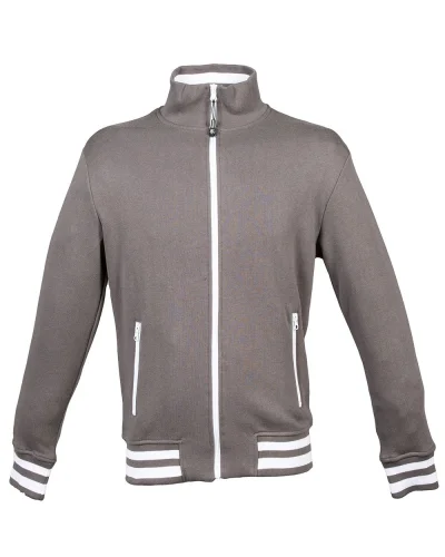 Felpa Arizona Man blu con zip YKK, collo lupetto, cotone 80% Grey