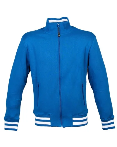 Felpa Arizona Man blu con zip YKK, collo lupetto, cotone 80% Royal