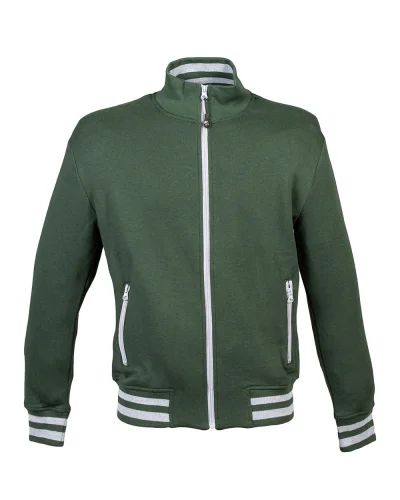 Felpa Arizona Man blu con zip YKK, collo lupetto, cotone 80% Green
