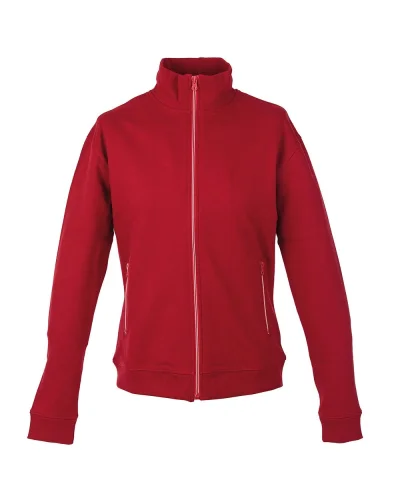 Felpa Atlanta Lady cotone zip lunga donna – collo lupetto bicolore Red