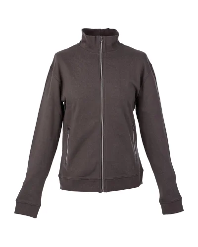 Felpa Atlanta Lady cotone zip lunga donna – collo lupetto bicolore Dark grey