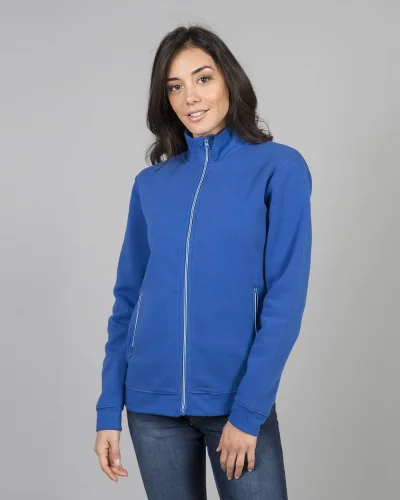 Felpa Atlanta Lady cotone zip lunga donna – collo lupetto bicolore