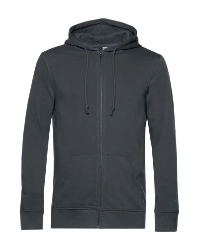 Felpa con zip e cappuccio in french terry bio Asphalt
