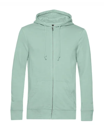 Felpa con zip e cappuccio in french terry bio Sage
