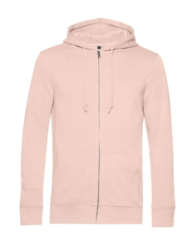 Felpa con zip e cappuccio in french terry bio Soft Rose