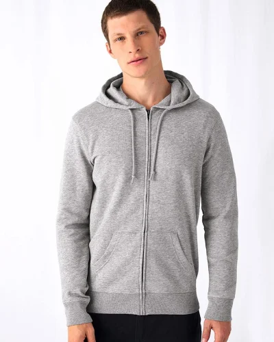 Felpa con zip e cappuccio in french terry bio