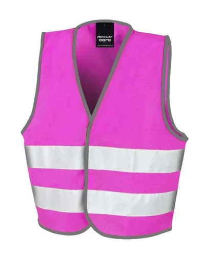 Gilet Alta Visibilità Bambino con Strisce 50mm, Poliestere Pink