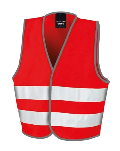 Gilet Alta Visibilità Bambino con Strisce 50mm, Poliestere Red