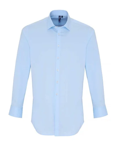 Men's Stretch Fit Cotton Poplin Long Sleeve Shirt Pale blue