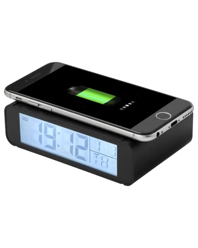 Orologio Seconds Nero con Sveglia e Ricarica Wireless 1A