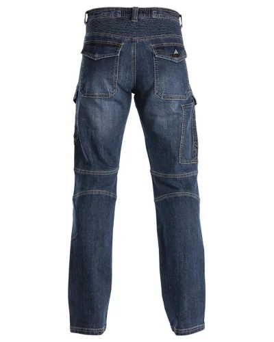 Jeans Biker Slim blu, tasche utility, tessuto stretch 340g
