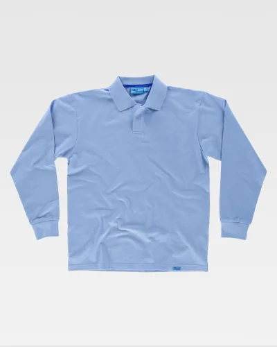 Polo Uomo  Cotone Antibatterica Manica Lunga SKY BLUE