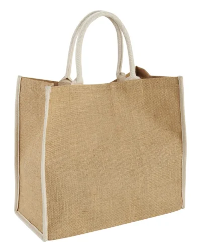 Borsa Shopper Juta e Cotone 18L Resistente 40x35x20cm Naturale Natural/Solido Bianco