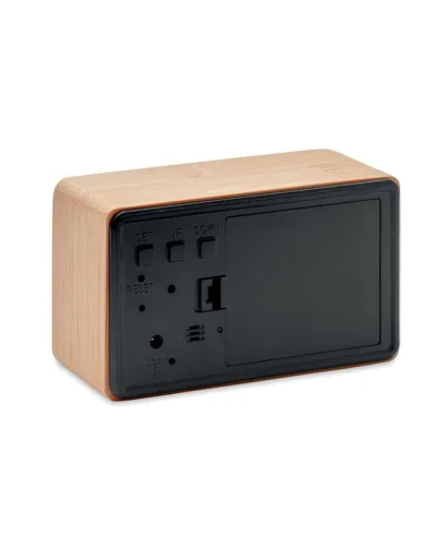 MIRI CLOCK Sveglia LED in bamboo naturale, display e termometro