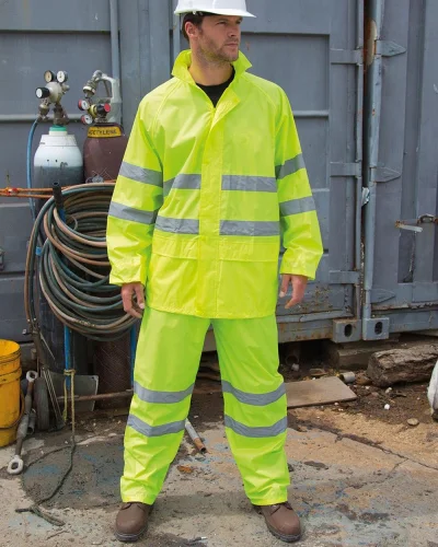 Set Antipioggia Alta Visibilità Impermeabile Uomo  Giallo